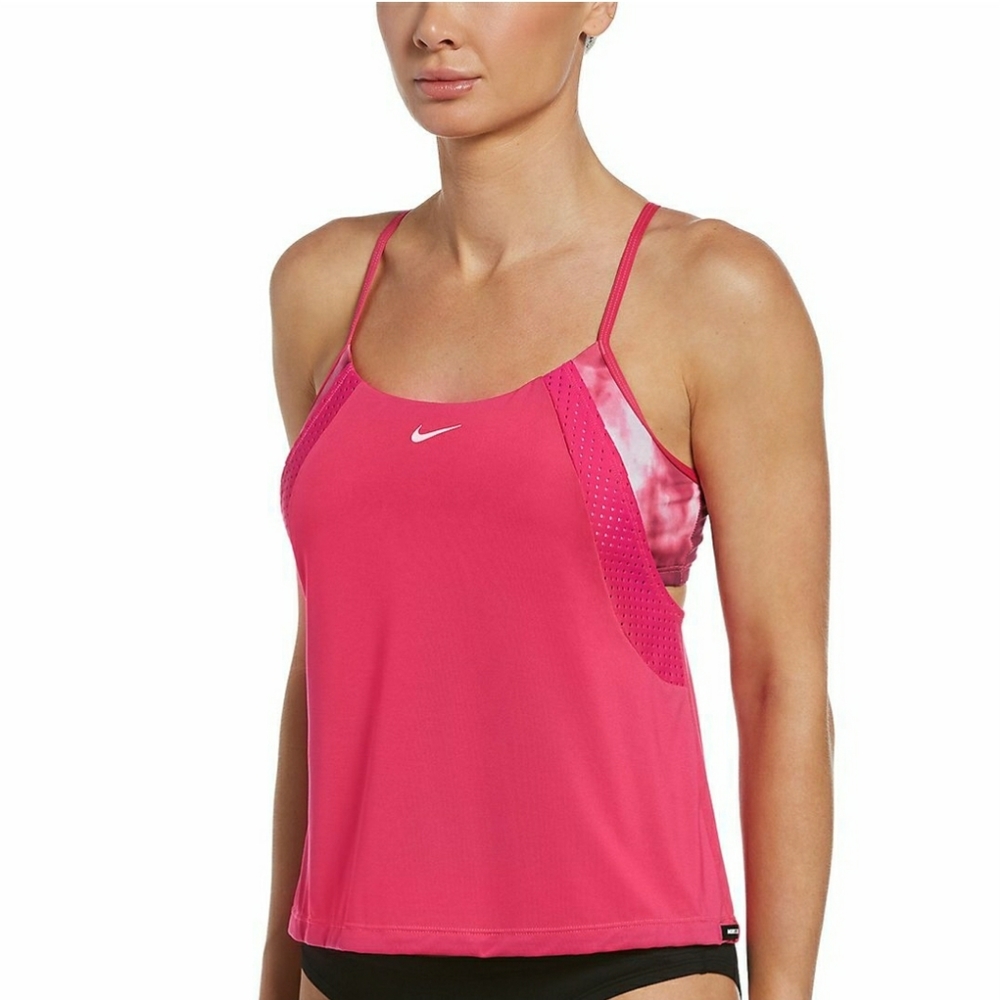 Nike layered striped attached sports bra.